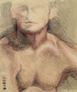 Neck study  Charcoal, chalk, sanguine on toned paper