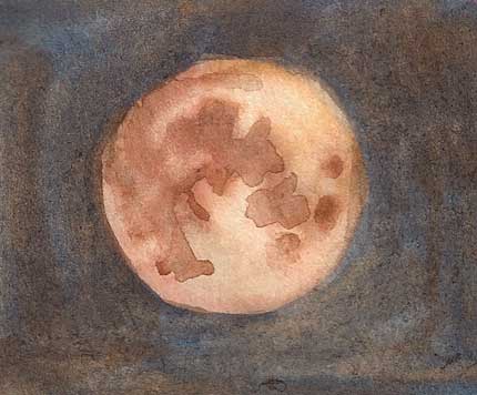 Watercolor sketch of moon
