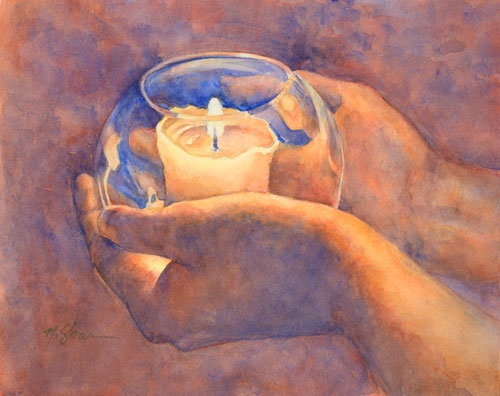 A candle for Rob Watercolor on #300 Arches © 2014 Margaret Sloan