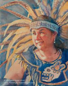 Painting of Aztec dancer
