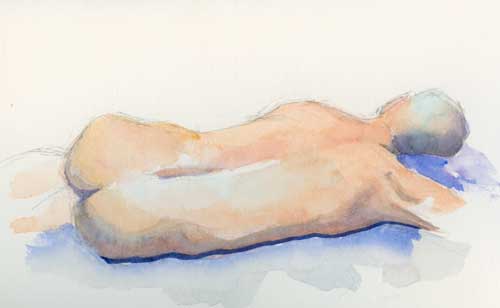 Reclining figure watercolor and graphite on #300 Arches hot press