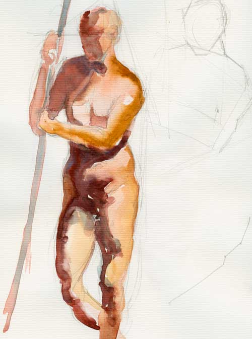 Standing figure Watercolor on Biggie watercolor paper