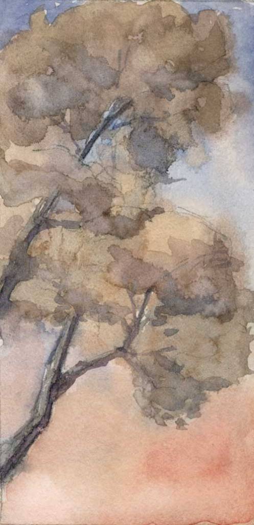 Winter trees 3" x 6" watercolor in Strathmore Mixed Media Journal