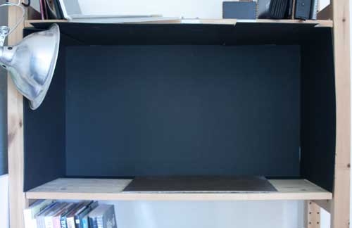 Shadow box.  I didn't have enough materials for the bottom, and the top is really two pieces of mat board taped to the shelf above.