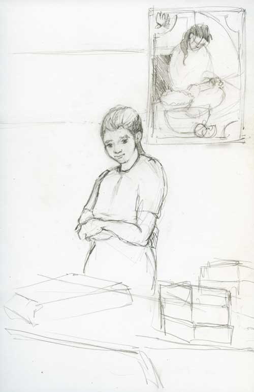 Market Baker Pencil sketch in Stillman & Birn Zeta Series Sketchbook