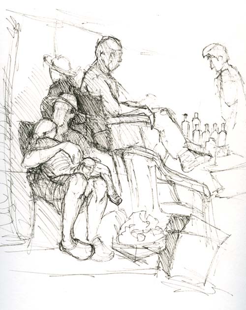 Sketching at the Farmer's market Nap time Micron pen in Stillman & Birn Delta Series sketchbook