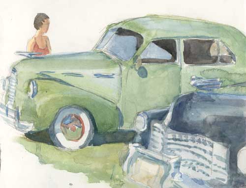 Green car painting